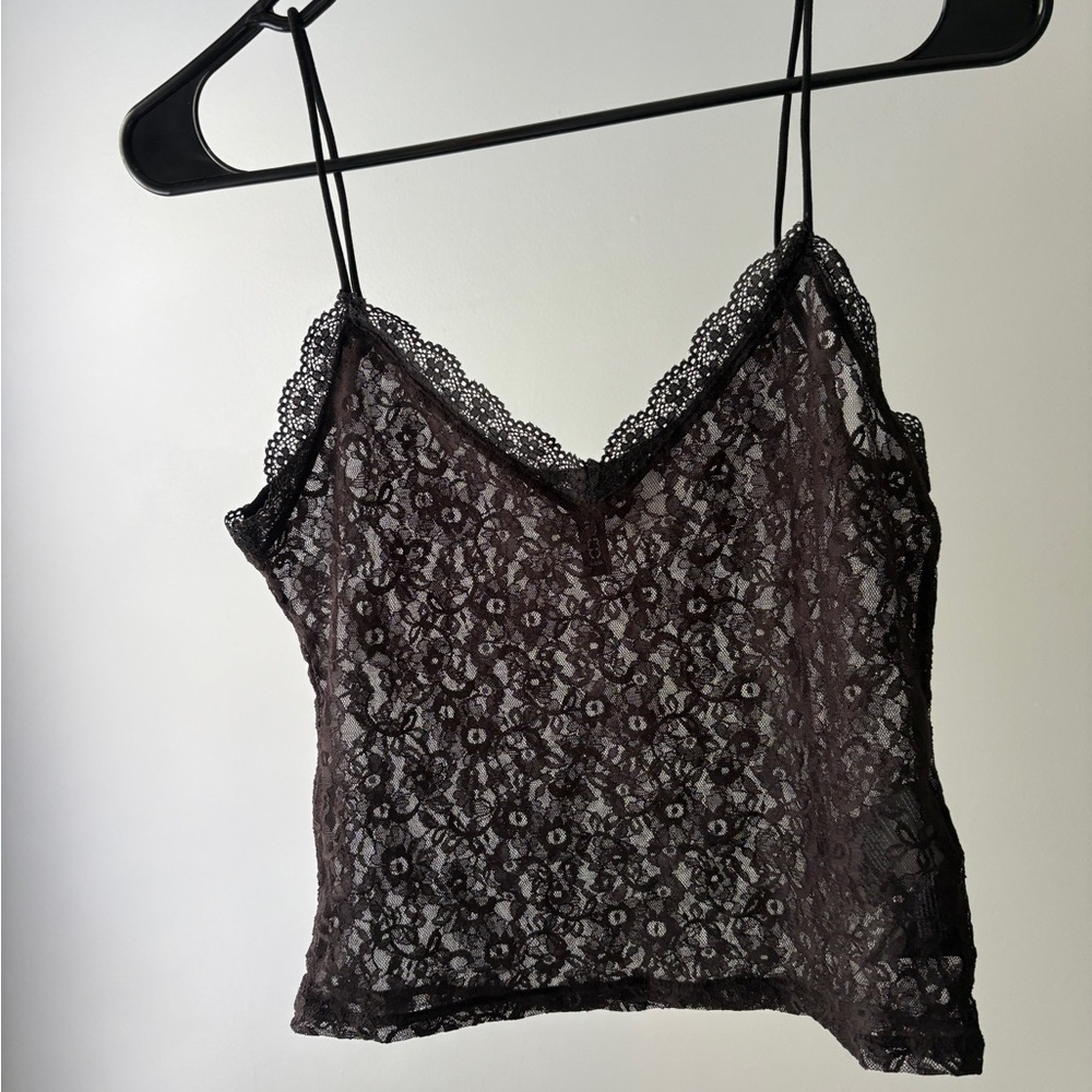 H&M black lace sheer tank top